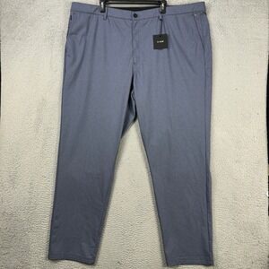 01.Algo Mens Chino Golf Pants 42 Blue‎ Performance Tech Flat Front Pockets NEW